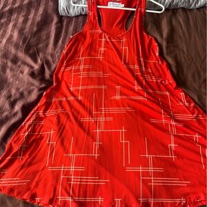Fighting Eel Red Geometric Midi Dress